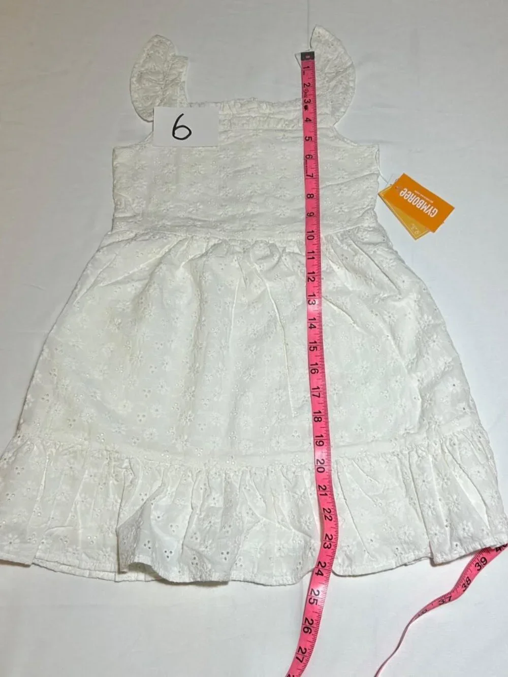 Gymboree Girls White Bunny's Tail Sleeveless Eyelit Flutter Dress Prairie Fields